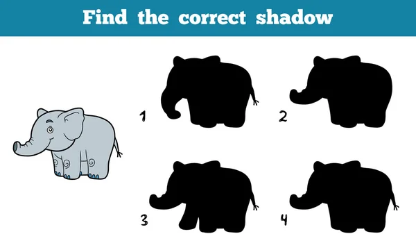 Βρείτε τη σωστή σκιά (ελέφαντας) — Διανυσματικό Αρχείο