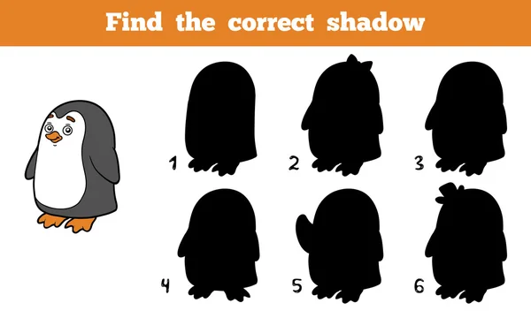 Encontrar la sombra correcta (pingüino ) — Vector de stock