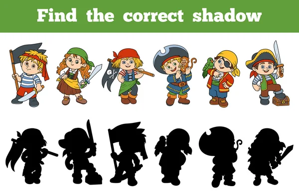Finden Sie den richtigen Schatten (eine Reihe von Zeichen Piraten) — Stockvektor