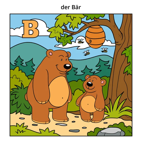 Alman alfabesi, mektup B (ayılar ve arka plan) — Stok Vektör