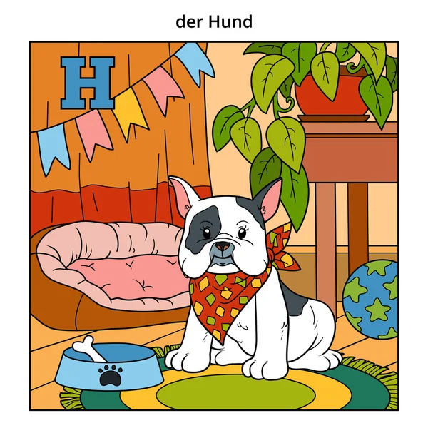 Німецький алфавіт, літера Н (собака і фону) — стоковий вектор