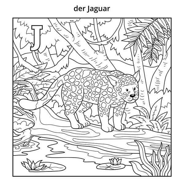 Alfabeto alemán, letra J (jaguar y fondo ) — Archivo Imágenes Vectoriales
