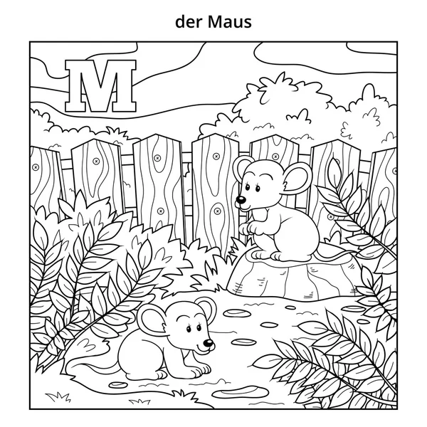 Alman alfabesi, harf M (fare ve arka plan)