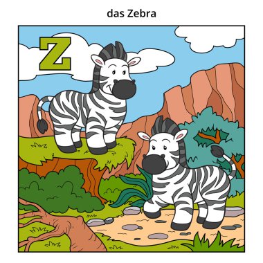Alman alfabesi, harf Z (zebra ve arka plan)
