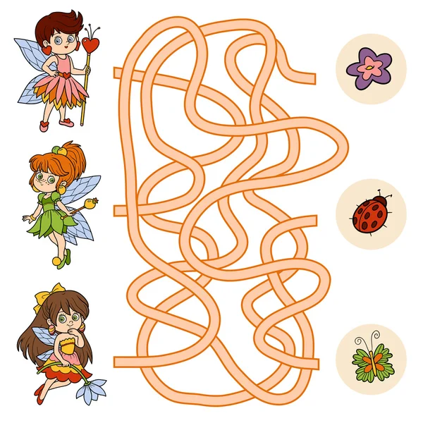 Maze game for children (little fairy) — Stock Vector