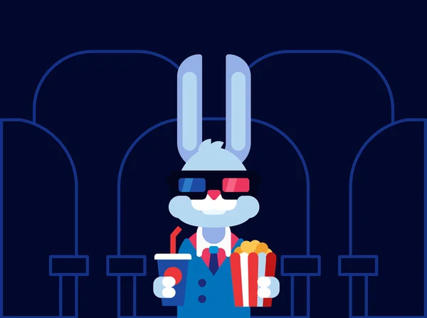 Bunny in bioscoop — Stockvector