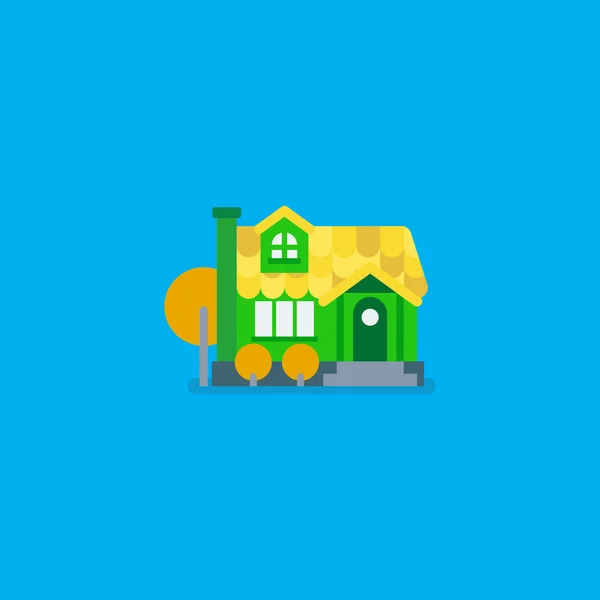 Plochý design. Roztomilý barevný sunny house. Venkov styl. — Stockový vektor
