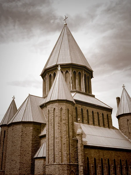 Sepia tone of St. John the Evangelist Roman Catholic Church, Schenectady, NY. — Stock Photo, Image