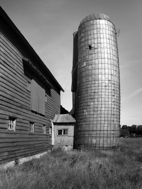 eski ahır ile eğilerek silo