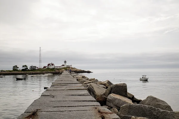 Eastern Point Farol e Dogleg Breakwater — Fotografia de Stock