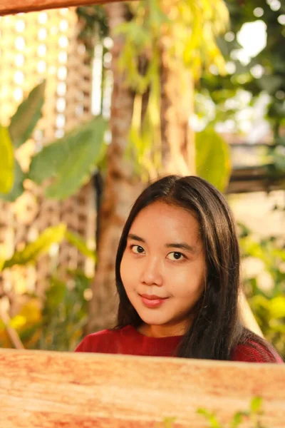 Young Beautiful Woman Wearing Red Casual Shirt — Stock Photo, Image