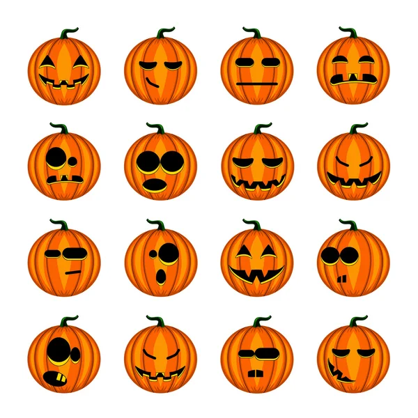 Set cute cartoon pumpkins  with different emotions — Stock Vector