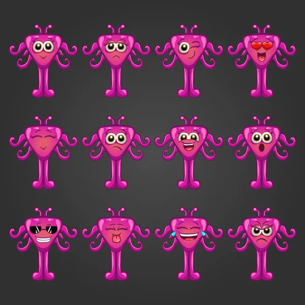Ensemble de monstres de dessins animés mignons avec différentes émotions - 5 — Image vectorielle