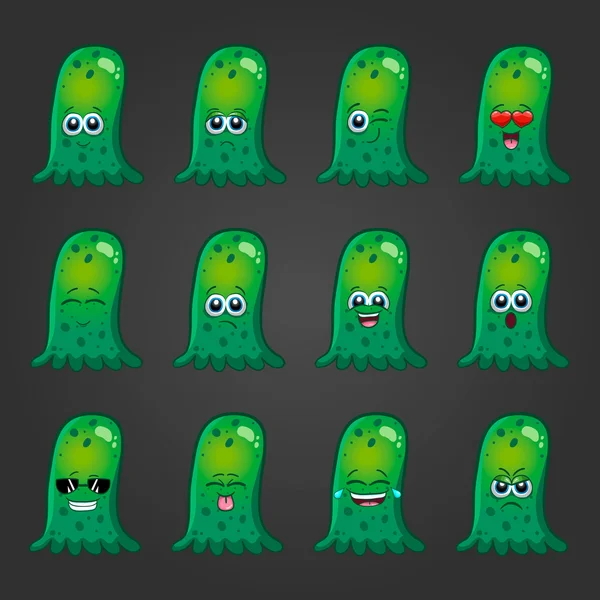 Ensemble de monstres de dessins animés mignons avec différentes émotions - 7 — Image vectorielle