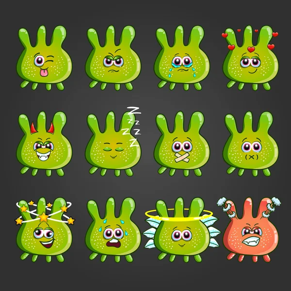 Ensemble de monstres de dessins animés mignons avec différentes émotions - 10 — Image vectorielle