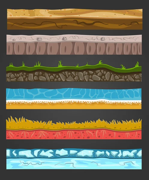 Ensemble d'éléments de sol sans soudure, illustration vectorielle de paysage 2 — Image vectorielle