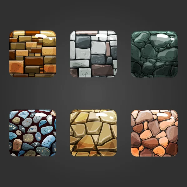 Ensemble de boutons carrés en pierre brillante — Image vectorielle