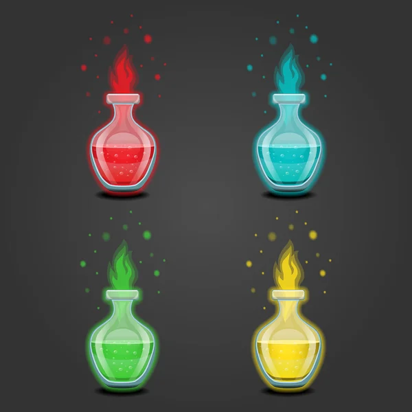 Set botellas con diferentes pociones-8 — Vector de stock