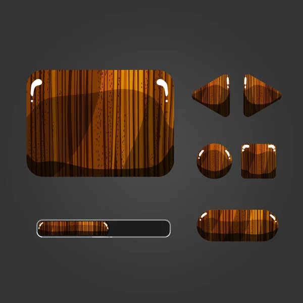 Набор деревянных кнопок — стоковый вектор