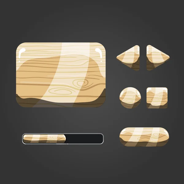 Набір дерев'яних різних кнопок — стоковий вектор