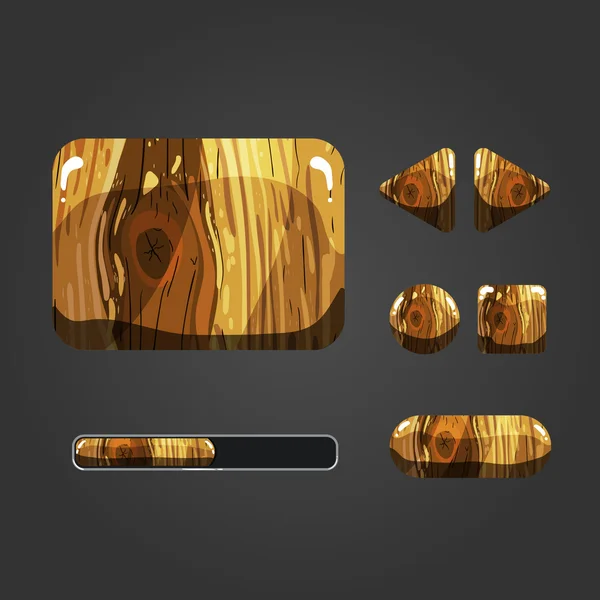 Conjunto de diferentes botones de madera — Archivo Imágenes Vectoriales