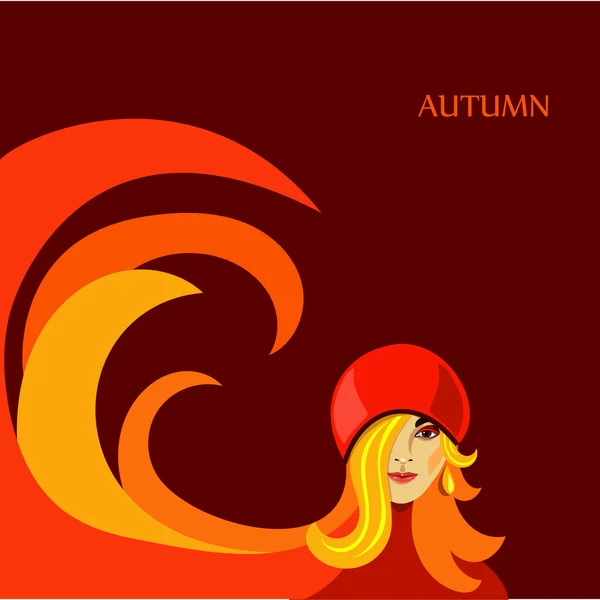 Chica de otoño — Vector de stock