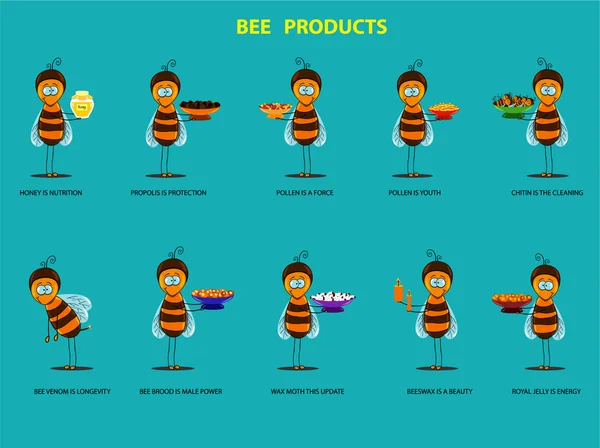 Productos de abeja — Vector de stock
