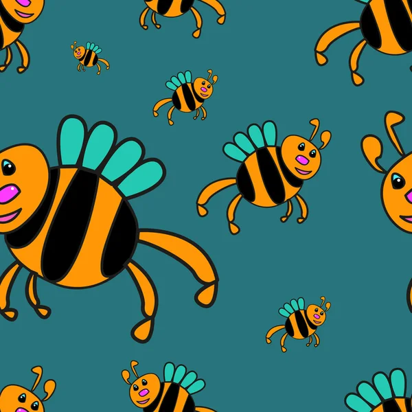 Patrón sin costuras con abejas — Vector de stock