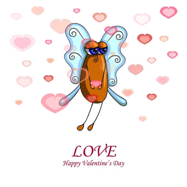 Carte de Saint-Valentin avec un mâle mouche — Image vectorielle