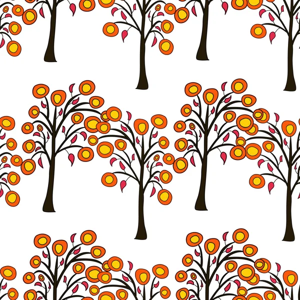 Nahtloses Muster mit Herbstbäumen — Stockvektor