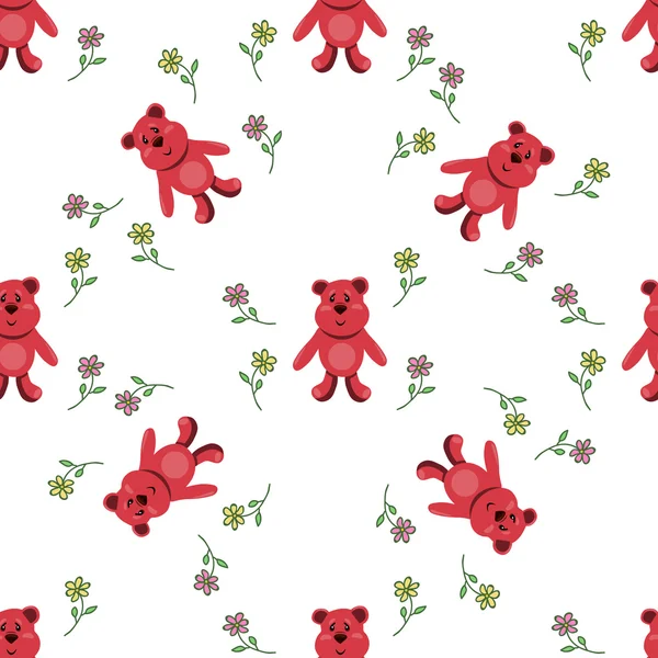 Seamless pattern with red bears — Stock Vector