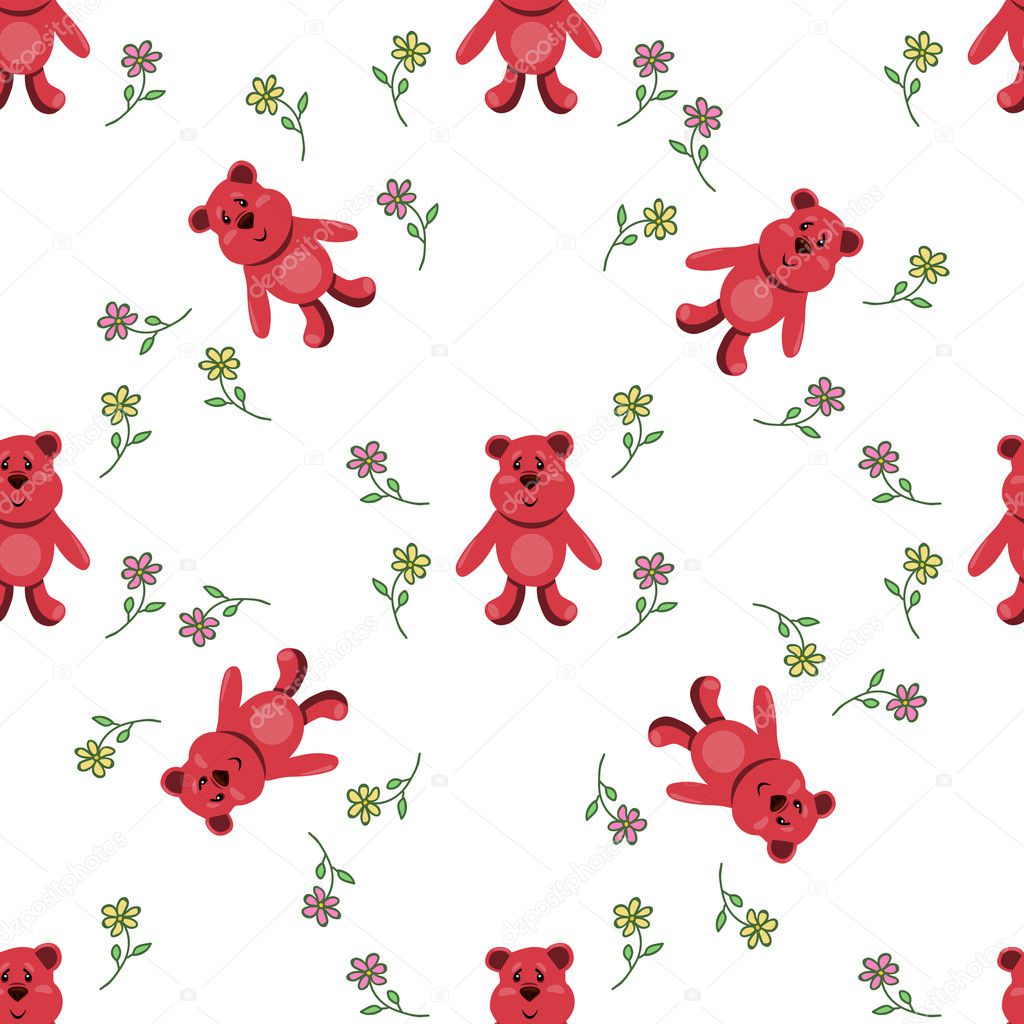 seamless pattern with red bears
