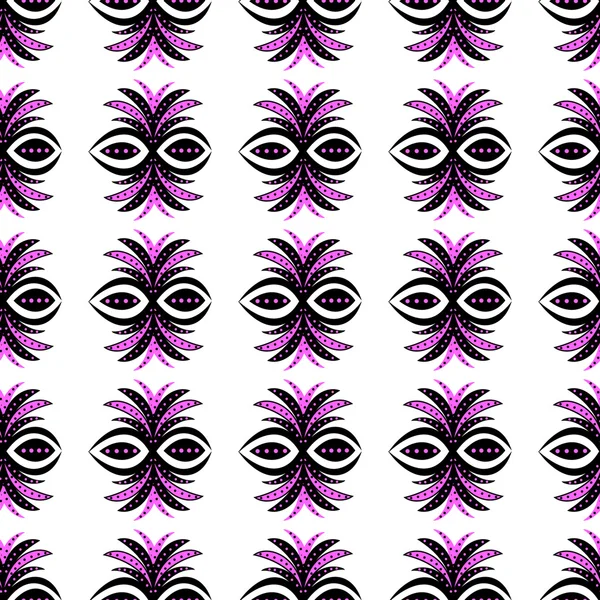 黒とピンクの飾りとシームレスなパターン — ストックベクタ