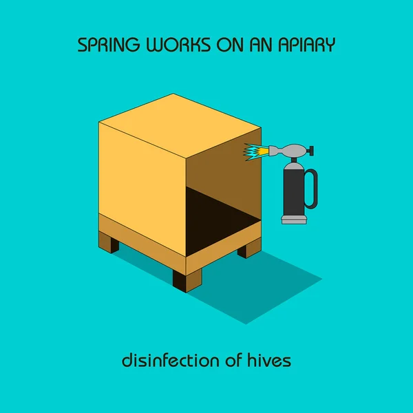 Desinfektion von Bienenstöcken (Frühjahrsarbeit)) — Stockvektor