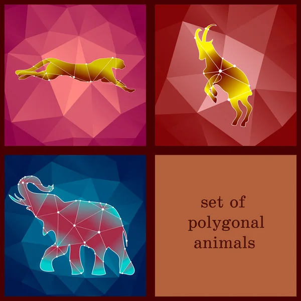 Uppsättning av polygona djur — Stock vektor
