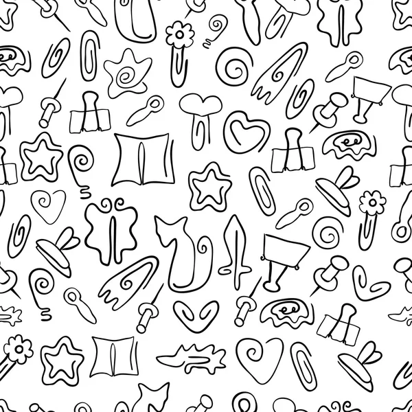 Doodle nahtlose Muster mit Büroklammern in verschiedenen Formen — Stockvektor