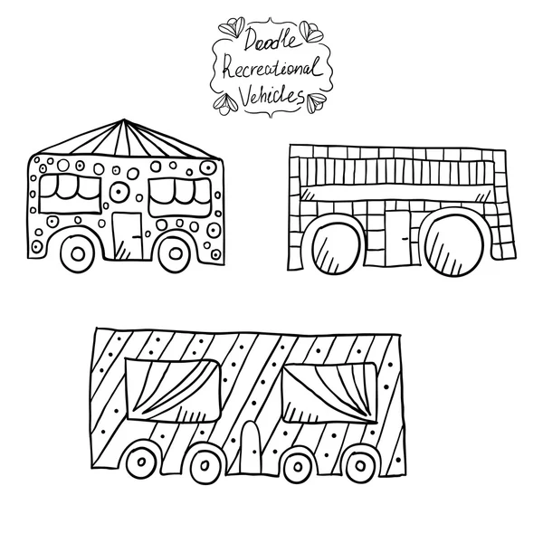 Doodle recreational vehicles-2 — Stock Vector