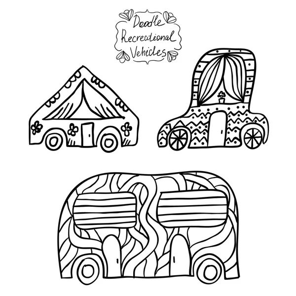Doodle vehículos recreativos — Archivo Imágenes Vectoriales