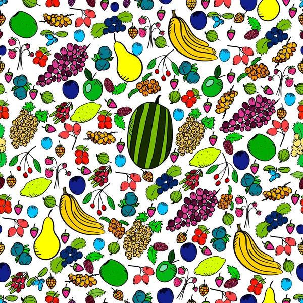 Nahtloses Muster mit Früchten und Beeren — Stockvektor