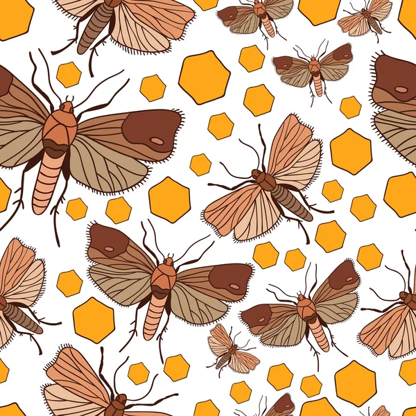 Seamless pattern with wax moth — Stock Vector