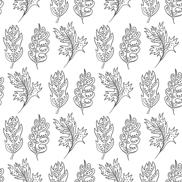 Seamless pattern with doodle fantazy leaf — Stock Vector