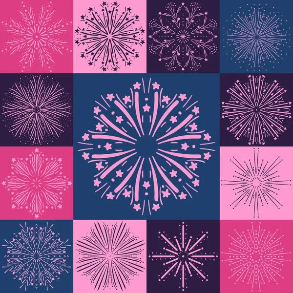 Conjunto de fuegos artificiales vectoriales — Archivo Imágenes Vectoriales