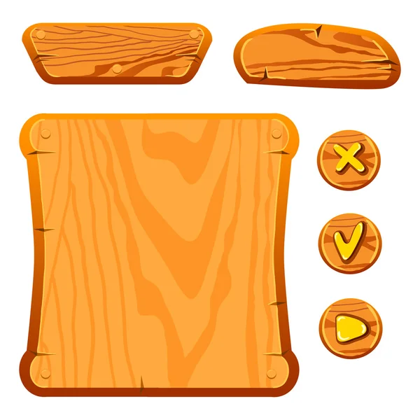 Activos de juego de madera — Vector de stock