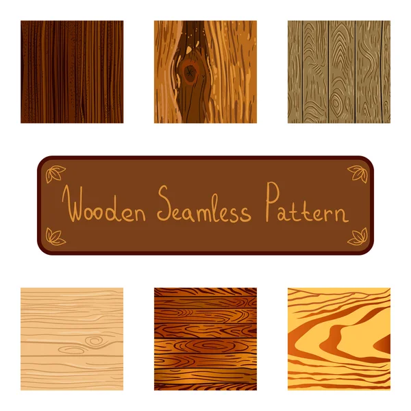 Set of wooden seamless pattern — Stock Vector