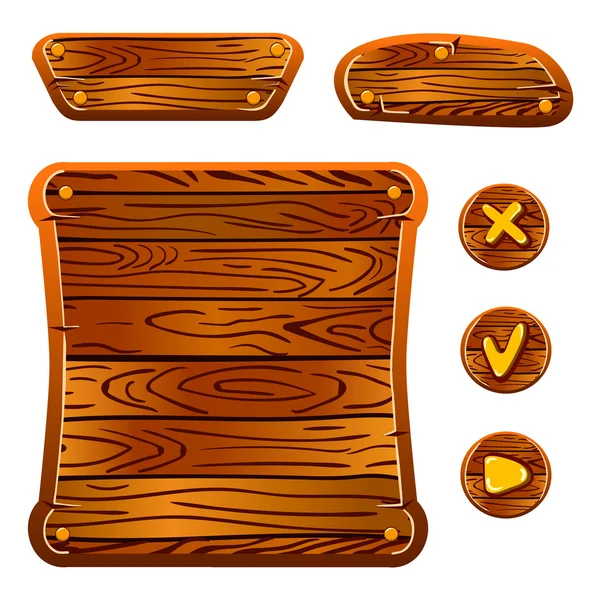 Activos de juego de madera-5 — Vector de stock