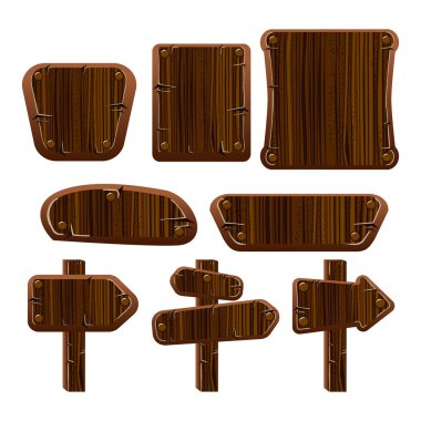A set of wooden boards, panels and signs-1