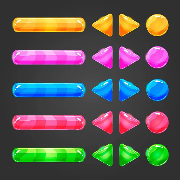 ゲームのインターフェイスのボタンの色のセット — ストックベクタ