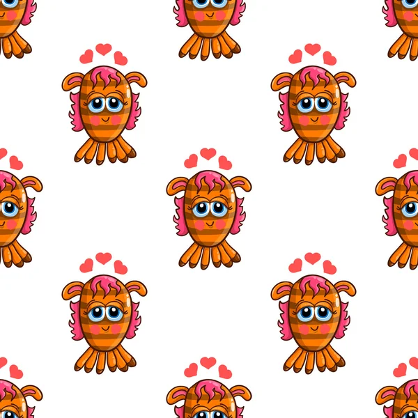 Naadloze patroon met cute cartoon monsters-3 — Stockvector