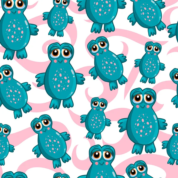 Seamless pattern with cute cartoon monsters-4