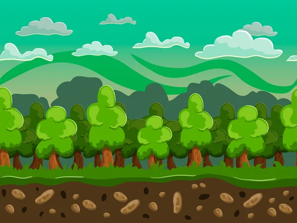 Vektor Cartoon Wald nahtlose horizontale Landschaft — Stockvektor